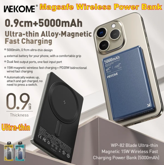 WEKOME 5000mah Ultra-thin Magnetic Wireless Power Bank