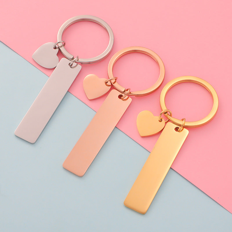 Heart & Rectangle Stainless Steel Keychain