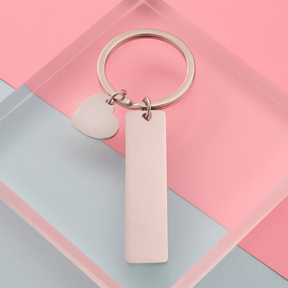 Heart & Rectangle Stainless Steel Keychain